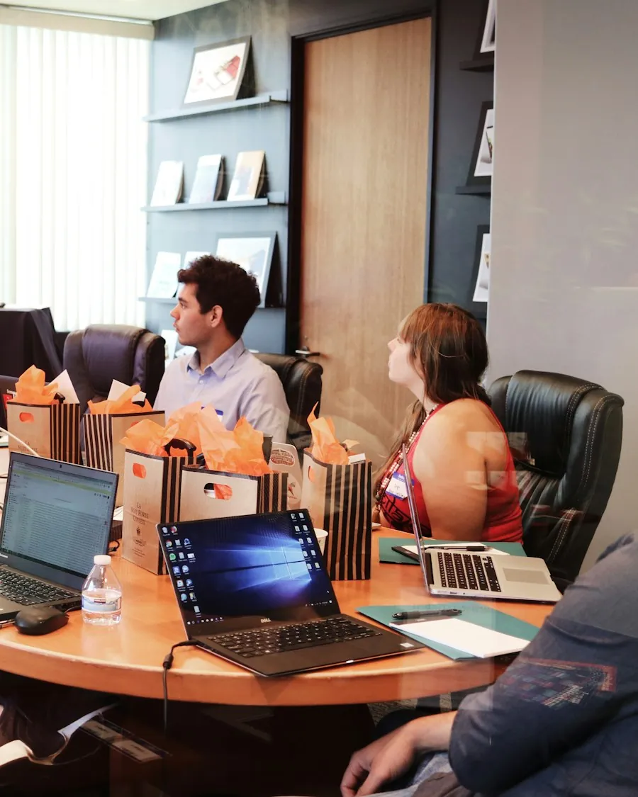 Team reviewing a cloud strategy presentation in a meeting