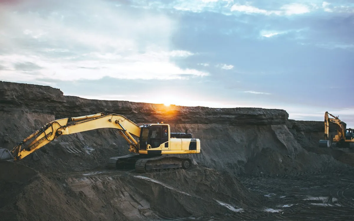 Heavy mining equipment at work